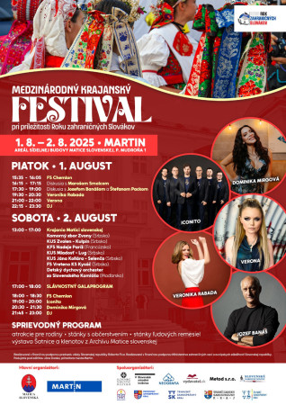 Medzinarodný krajanský festivalpri príležitosti Roku zahraničných Slovákov – 1. a 2. 8. 2025 v Martine